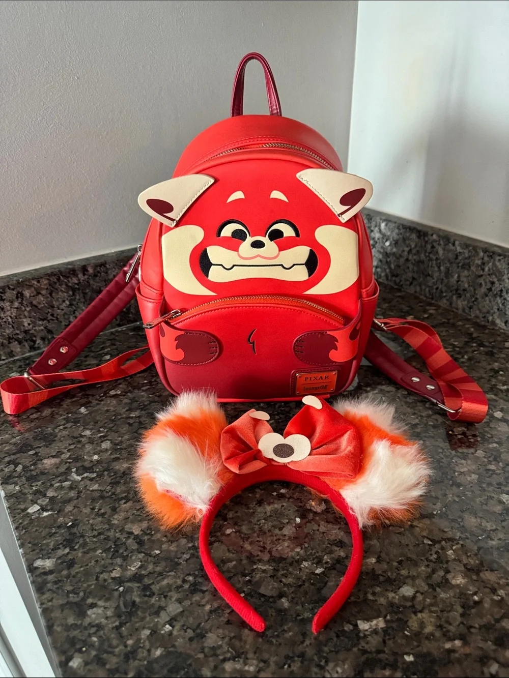 Loungefly Red Panda Kids Mini Backpack with Red & Cream Headband